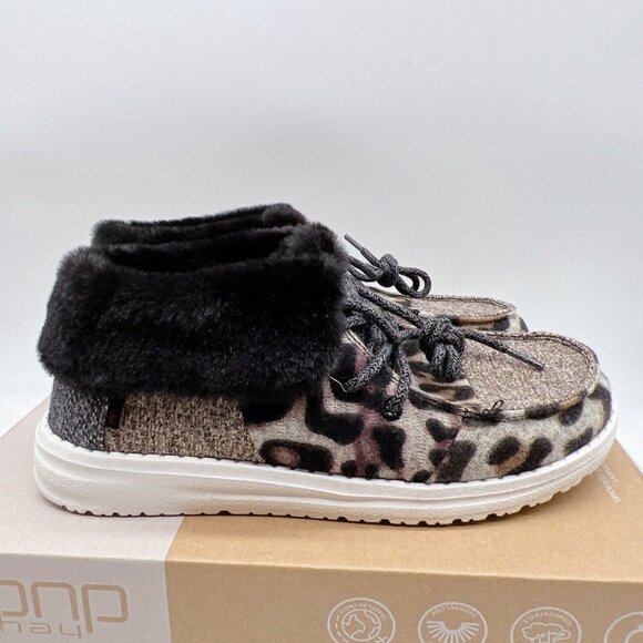 Hey Dude Britt Patchwork Java Gray Women's Comfort Shoes US / EU 36 - Faux Fur - Picture 5 of 12